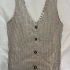 Ribbed Button-Down Tank Top